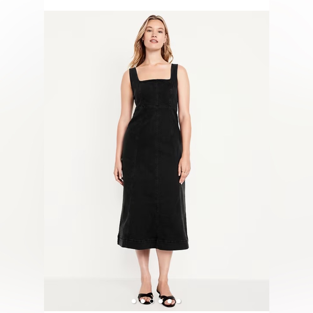 Fit & Flare Sleeveless Denim Midi Dress
